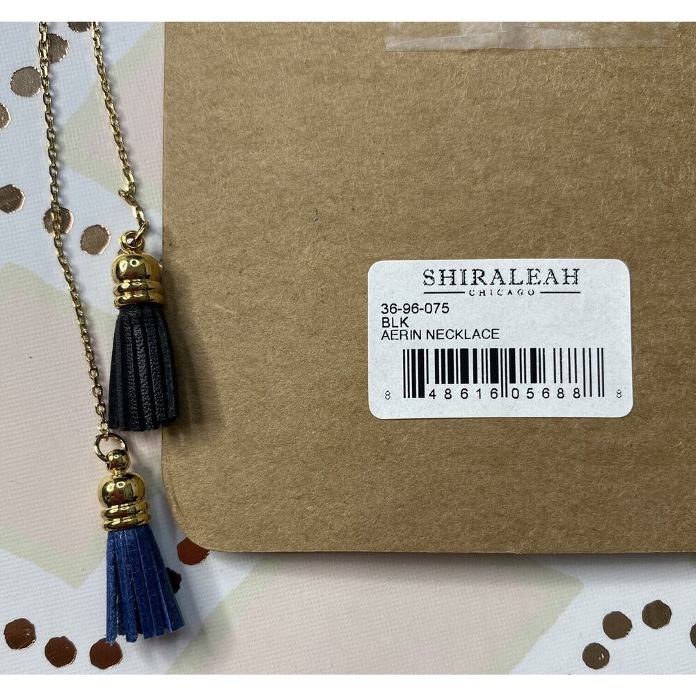 SHIRALEAH New Fringe Delicate Blue Black Gold-Tone Aerin Necklace NWT - Picture 4 of 5